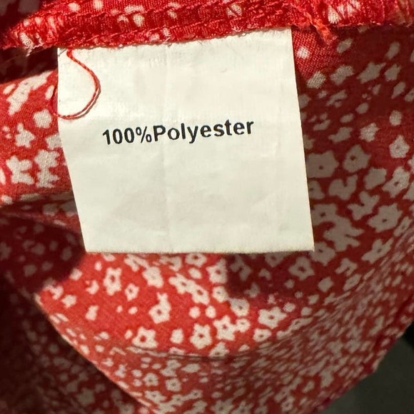 Pink Lily top So Indecisive Floral Red Blouse boho tie waist S Small faux wrap - Picture 5 of 7
